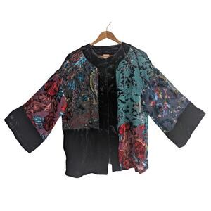 Velvet Burnout Jacket Multicolor Black Mixed Pattern Witchy Whimsigoth Small